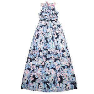 NWT Lilly Pulitzer Martina Maxi High Tide Navy Holy Flockamolie Jersey Dress S